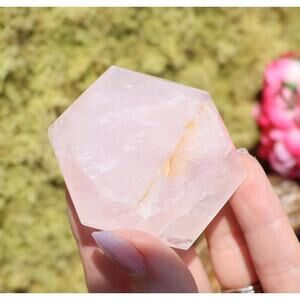 Gemmy Rose Quartz Crystal Hexagon, Heart Chakra, Love Stone